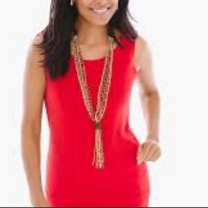 Chico’o Stretch Travelers Knit Red Womens Tank Top 0 S